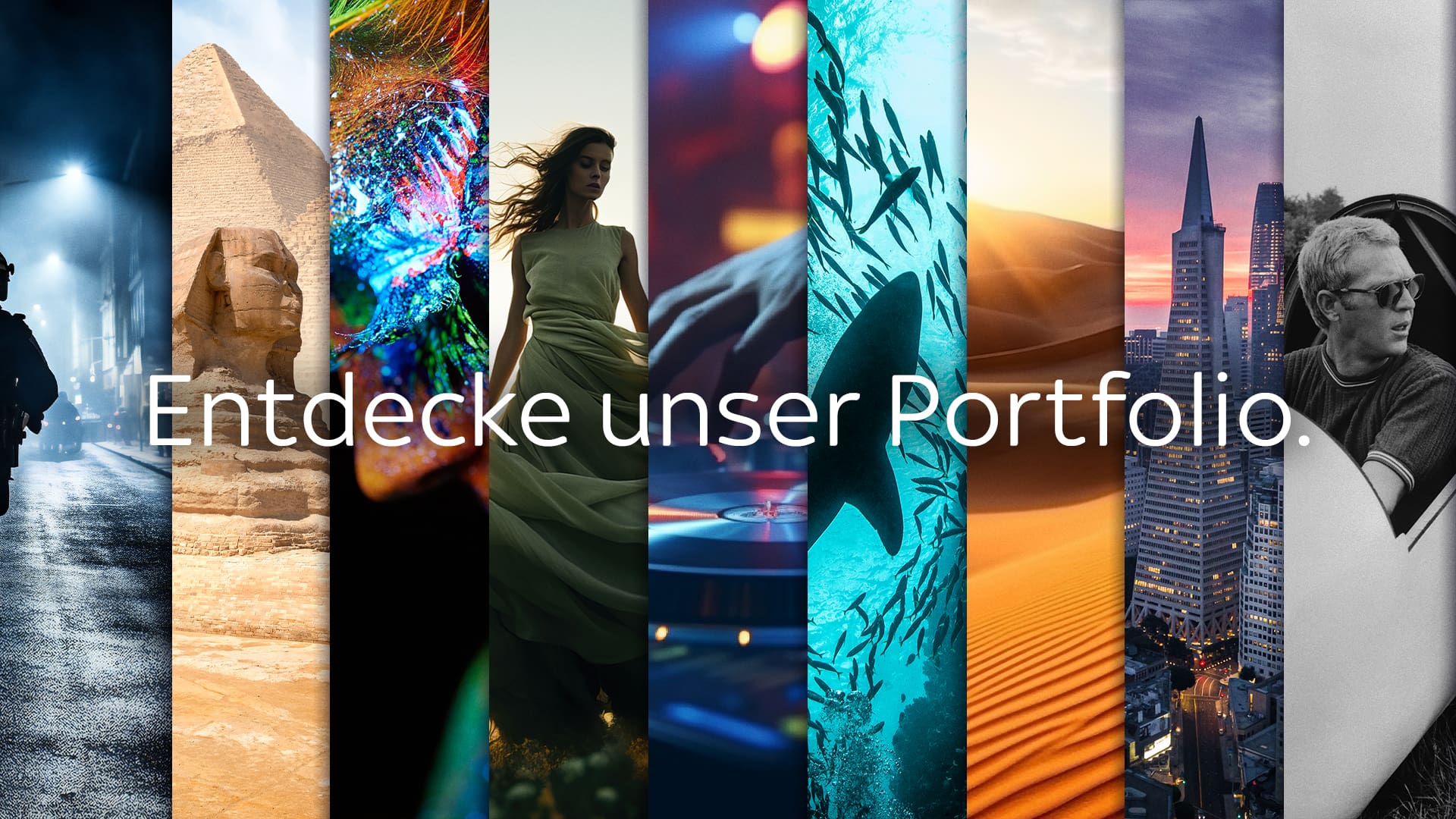Vertical strip image sequence reflecting entertainment